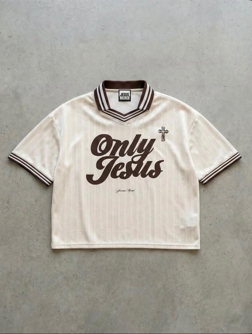 CREAM " ONLY JESUS SHIRT "