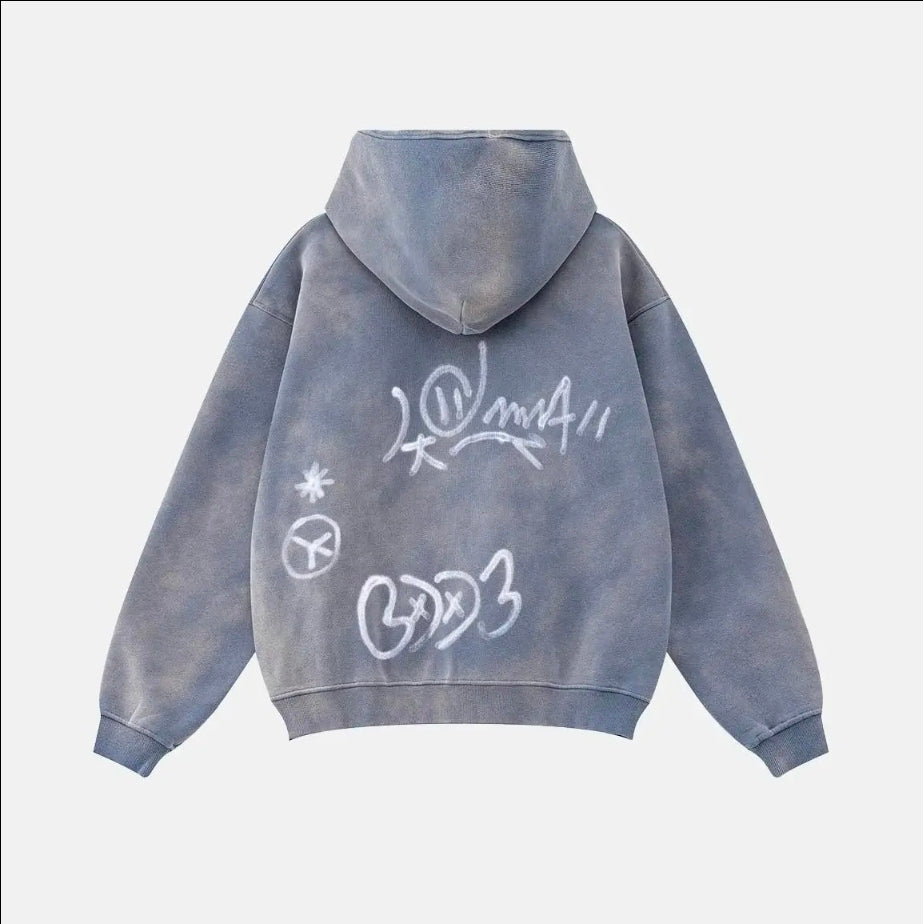 Grey Graffiti Zip Up