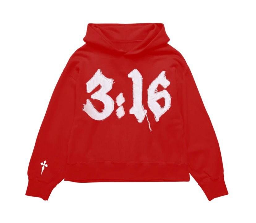 JOHN 3:16 " RED HOODIE "